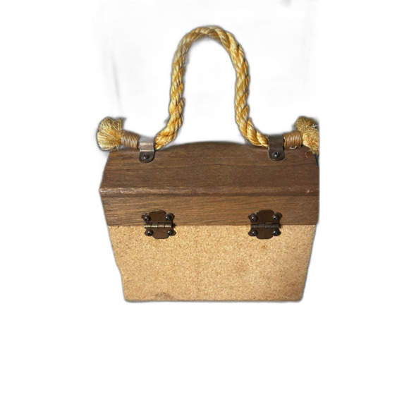 🤩Host Pick🤩Vtg 60's and 70's Severin Cork and Wood Purse with Jute Handle - Picture 10 of 11